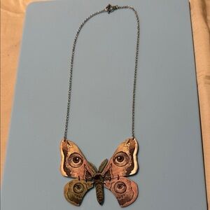 Butterfly Pendant Necklace with Eye Design